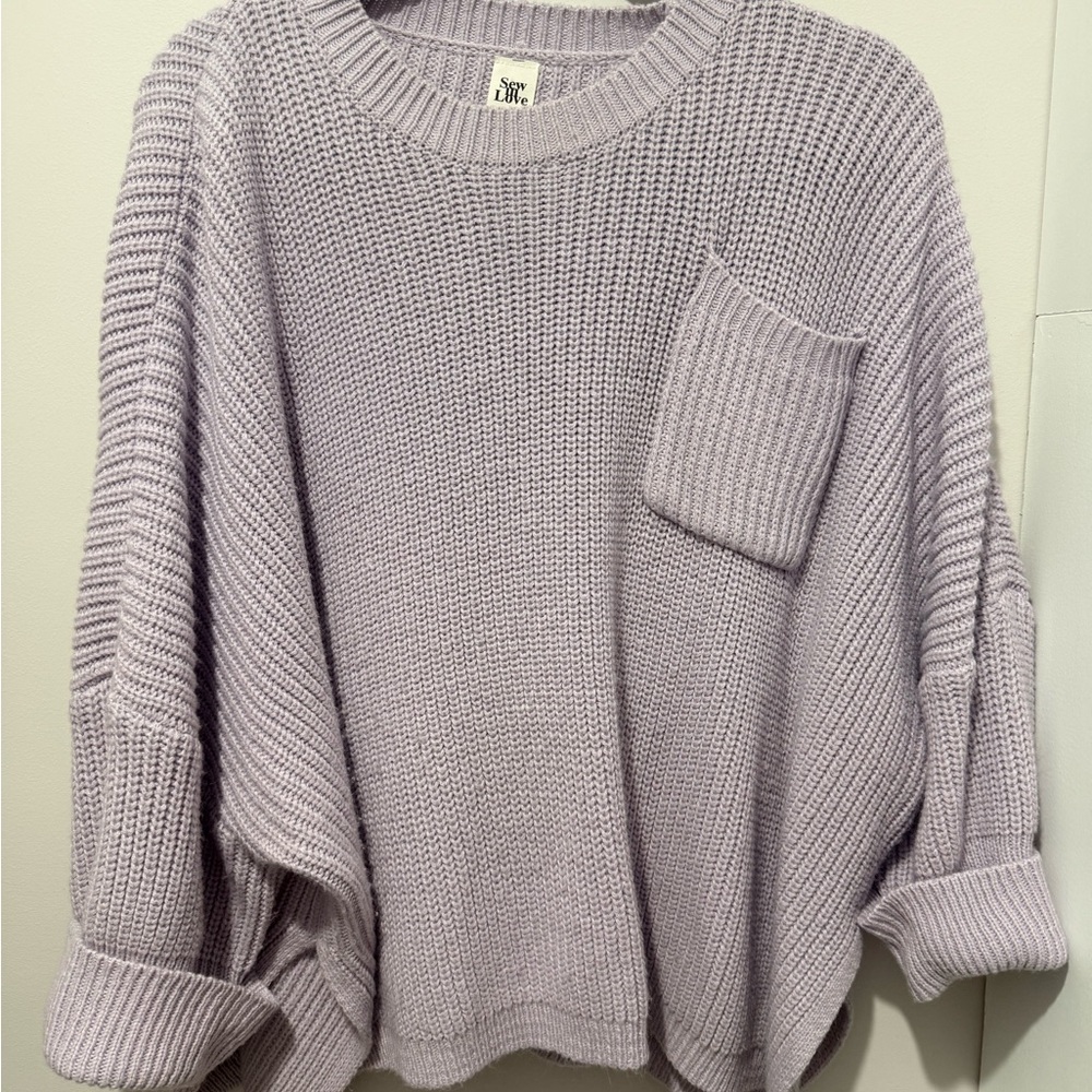 Sew In Love Lilac Crewneck Pocket Sweater